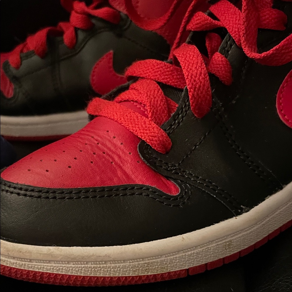 Jordan Black and Red High-Top Sneakers - Picture 4 of 6
